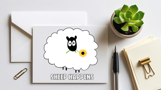 Sheep Happens: Pack of 10 Note Cards (blank inside)