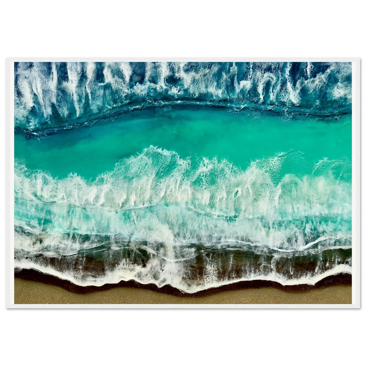 Marbella framed print featuring original resin ocean art by Judy McDonald