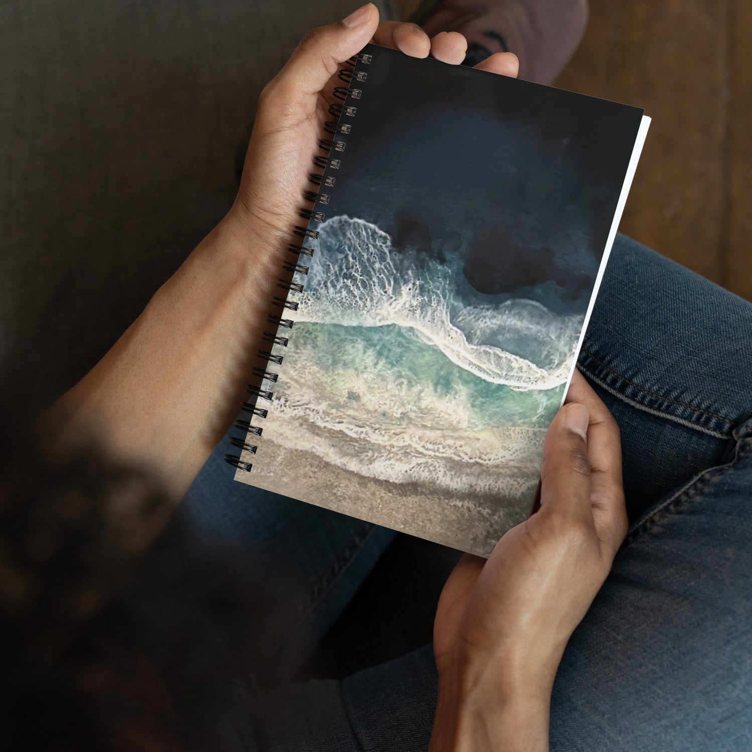 Nina's Beach coastal art spiral notebook by Judy McDonald